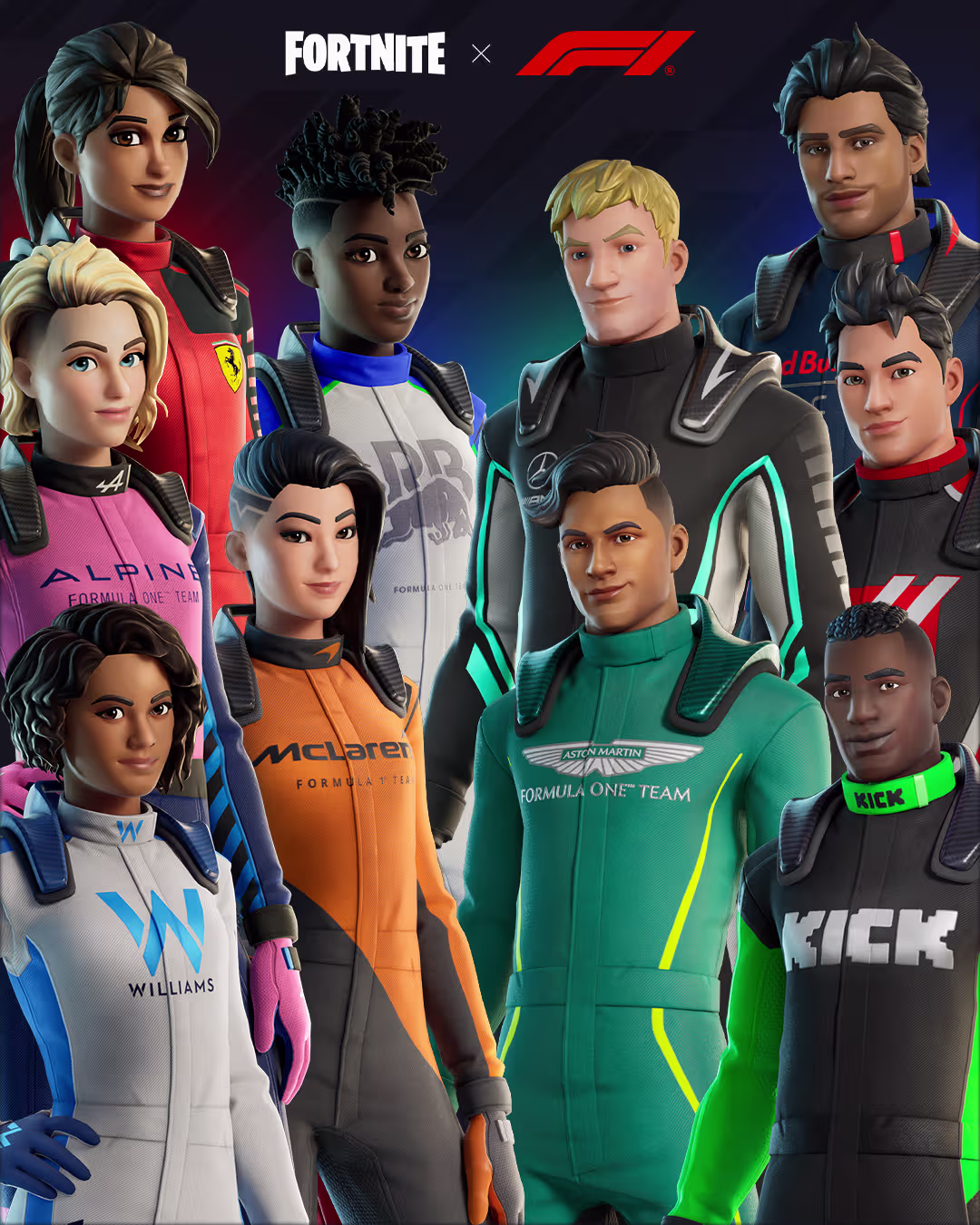 Skins Fortnite × Formula 1 – F1 Cosmetic Team Set