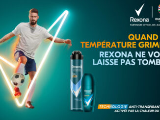 Olivier Giroud, illustrant la stratégie sponsoring sportif de Rexona et le lien entre marque et performance.