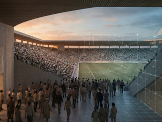 Marketing sportif 2025 : un stade moderne illustrant l’intégration des marques, de la data et de l’expérience fan dans l’écosystème sportif