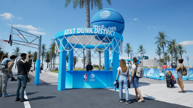 Activation Dunk District à Venice Beach avec branding AT&T.