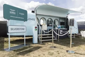 activation Elemis paddock Aston Martin Formula One hospitality Silverstone