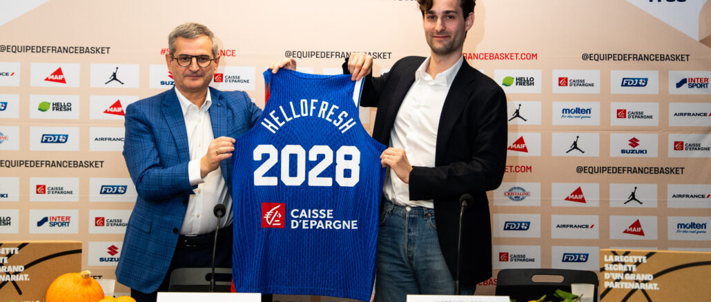 Partenariat HelloFresh FFBB annoncé lors d’un match des Équipes de France de basket
