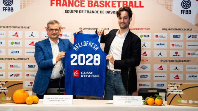 Partenariat HelloFresh FFBB annoncé lors d’un match des Équipes de France de basket