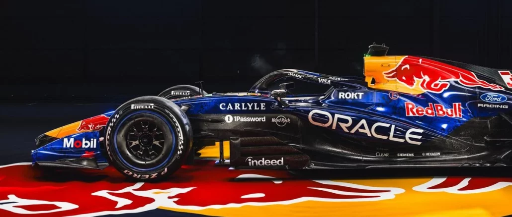 Logo Indeed sur la monoplace Oracle Red Bull Racing dans le cadre du partenariat recrutement en Formule 1