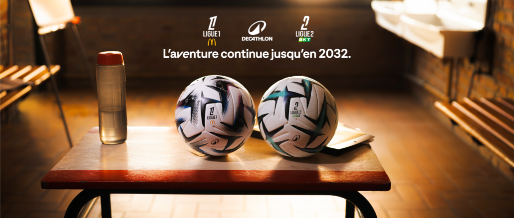 Visuel officiel du partenariat Decathlon LFP 2027-2032 – KIPSTA Partenaire Majeur de la Ligue 1 McDonald's et de la Ligue 2 BKT