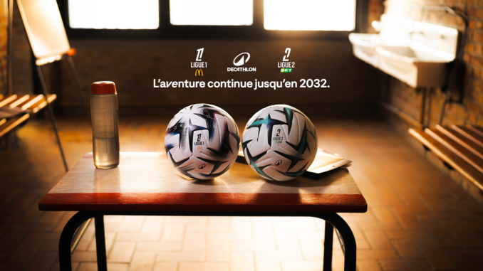 Visuel officiel du partenariat Decathlon LFP 2027-2032 – KIPSTA Partenaire Majeur de la Ligue 1 McDonald's et de la Ligue 2 BKT
