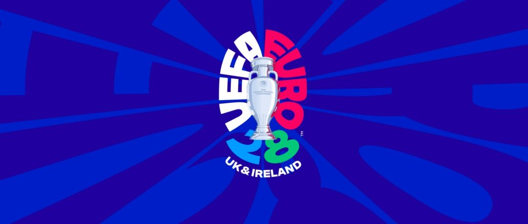 Logo officiel de l'UEFA EURO 2028 organisé au Royaume-Uni et en Irlande