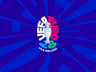 Logo officiel de l'UEFA EURO 2028 organisé au Royaume-Uni et en Irlande