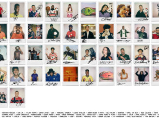 Collage des 42 photos Polaroid du casting Nike pour la campagne Coupe du Monde 2026 Time to go off script