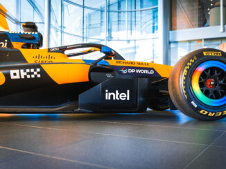 Monoplace McLaren Mastercard F1 Team avec branding Intel annoncé comme Official Compute Partner pluriannuel de McLaren Racing en 2026