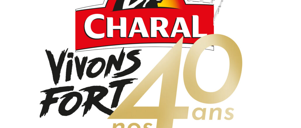Logo officiel des 40 ans de Charal annonçant son arrivée comme fournisseur officiel du Tour de France 2026