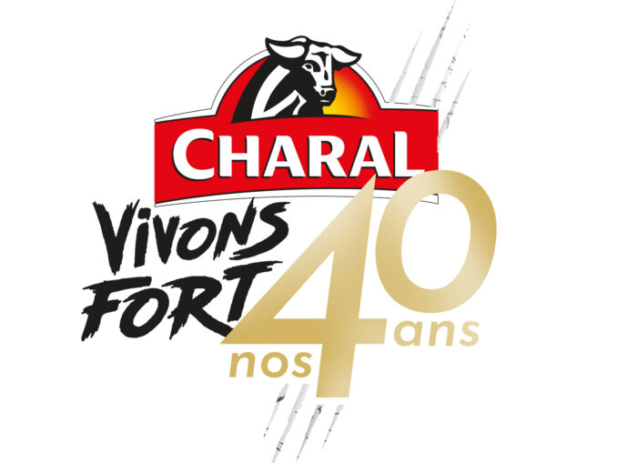 Logo officiel des 40 ans de Charal annonçant son arrivée comme fournisseur officiel du Tour de France 2026