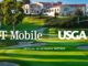 Visuel officiel du partenariat T-Mobile x USGA avec les logos des deux partenaires et la mention Official 5G Network Partner, sur fond du parcours du Riviera Country Club