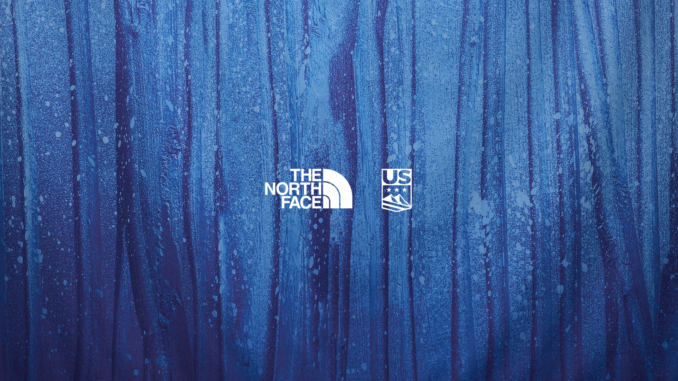 Visuel co-brandé The North Face et US Ski & Snowboard annonçant leur partenariat de 8 ans pour les JO 2030 et 2034
