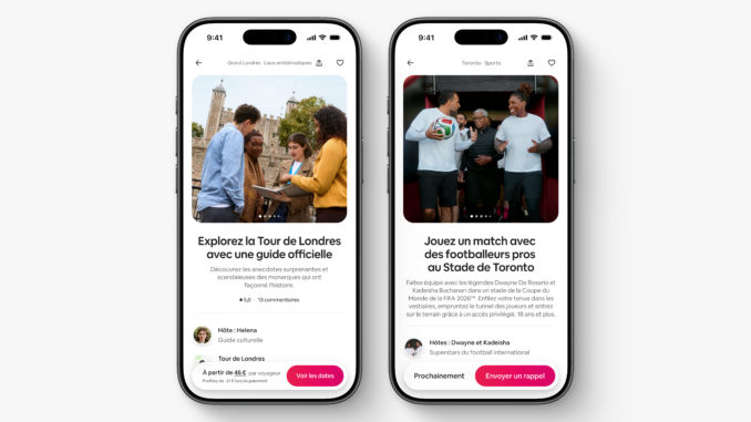 Airbnb expériences Coupe du Monde FIFA 2026 légendes football