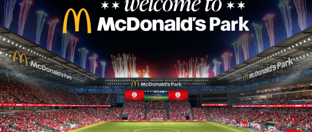 Rendu du futur stade McDonald's Park, naming du Chicago Fire FC en MLS dès 2028