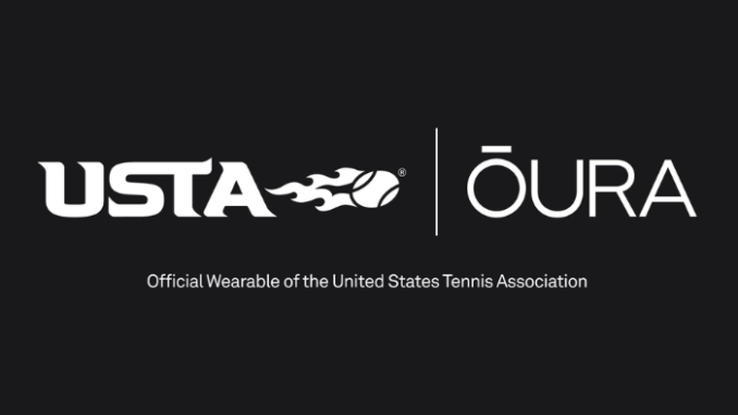 Logos Oura et USTA réunis pour annoncer le partenariat wearable officiel de l'US Open et de l'USTA Coaching