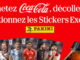 Visuel publicitaire Coca-Cola x Panini pour la Coupe du Monde de la FIFA 2026 montrant six stickers collectors de joueurs et une bouteille Coca-Cola Zéro Sucres