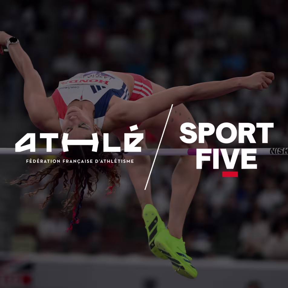 Visuel annonçant la nouvelle stratégie sponsoring de la Fédération Française d’Athlétisme avec SPORTFIVE.