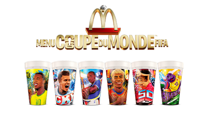 Gobelets collectors McDonald's Coupe du Monde FIFA 2026 Ronaldinho Beckham Henry Yamal Son Grimace