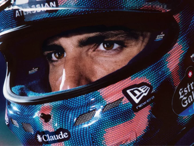 Casque spécial Alex Albon Williams F1 Monaco 2026 — campagne Pattern of Thought créée avec Claude (Anthropic)