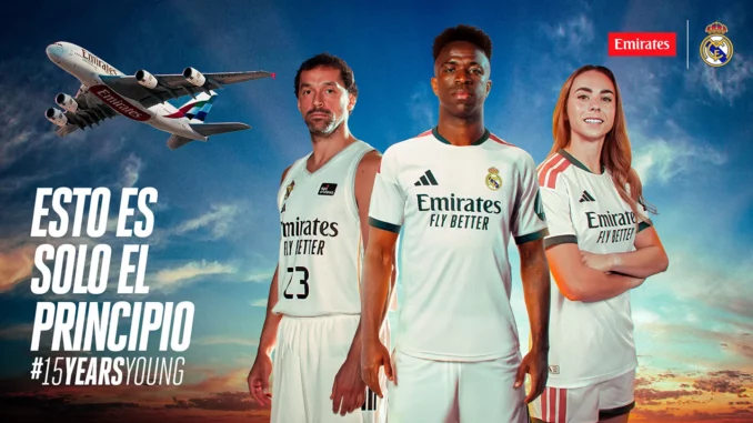 Maillot Real Madrid avec logo Emirates 2026-2031 renouvellement partenariat sponsoring