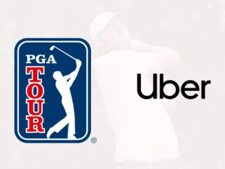 Logos du PGA TOUR et d'Uber côte à côte devant la silhouette d'un golfeur, à l'annonce du partenariat du 24 août 2026