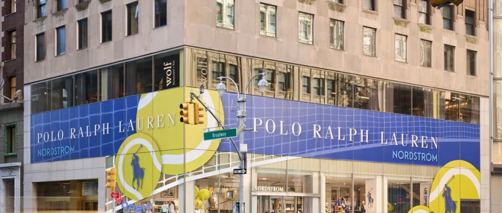 Installation Polo Ralph Lauren dédiée à l'US Open 2026 dans le magasin Nordstrom de New York