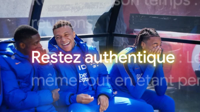 Image du film de la campagne Mode IA de Google avec l'équipe de France