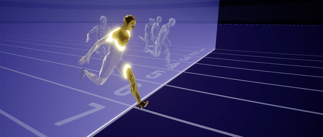 Visualisation 3D Sony d’une arrivée de sprint pour World Athletics