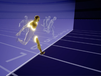 Visualisation 3D Sony d’une arrivée de sprint pour World Athletics