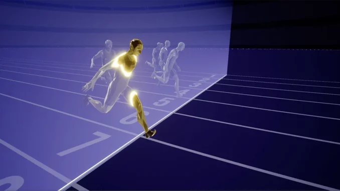 Visualisation 3D Sony d’une arrivée de sprint pour World Athletics