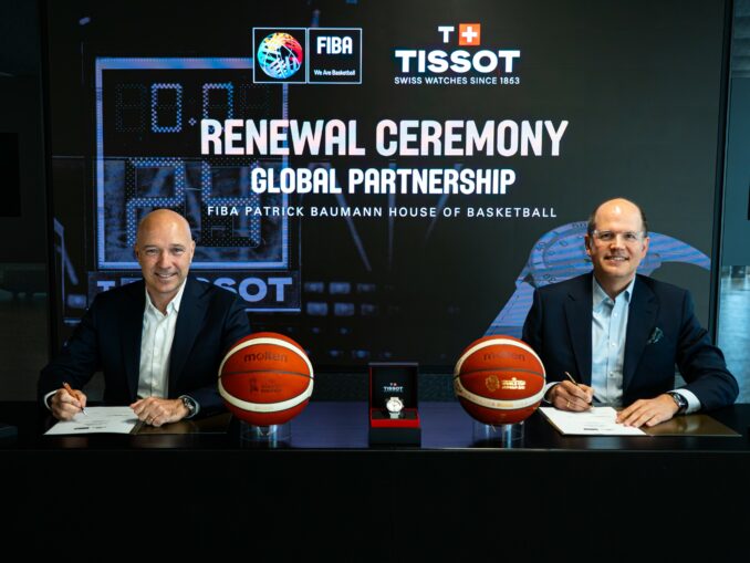 Signature du renouvellement du partenariat entre Tissot et la FIBA à la Patrick Baumann House of Basketball