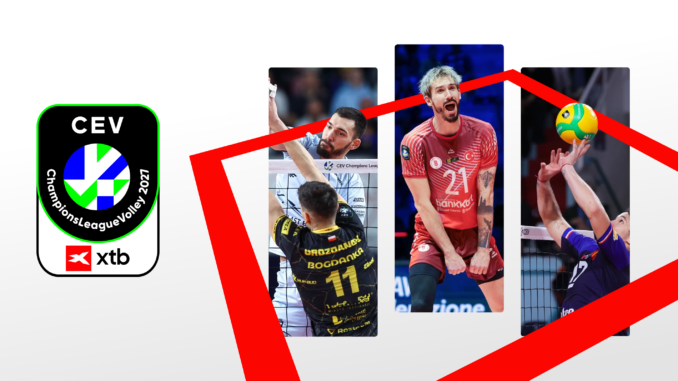 Verrou de marque CEV XTB Champions League Men et joueurs de la Ligue des champions de volley