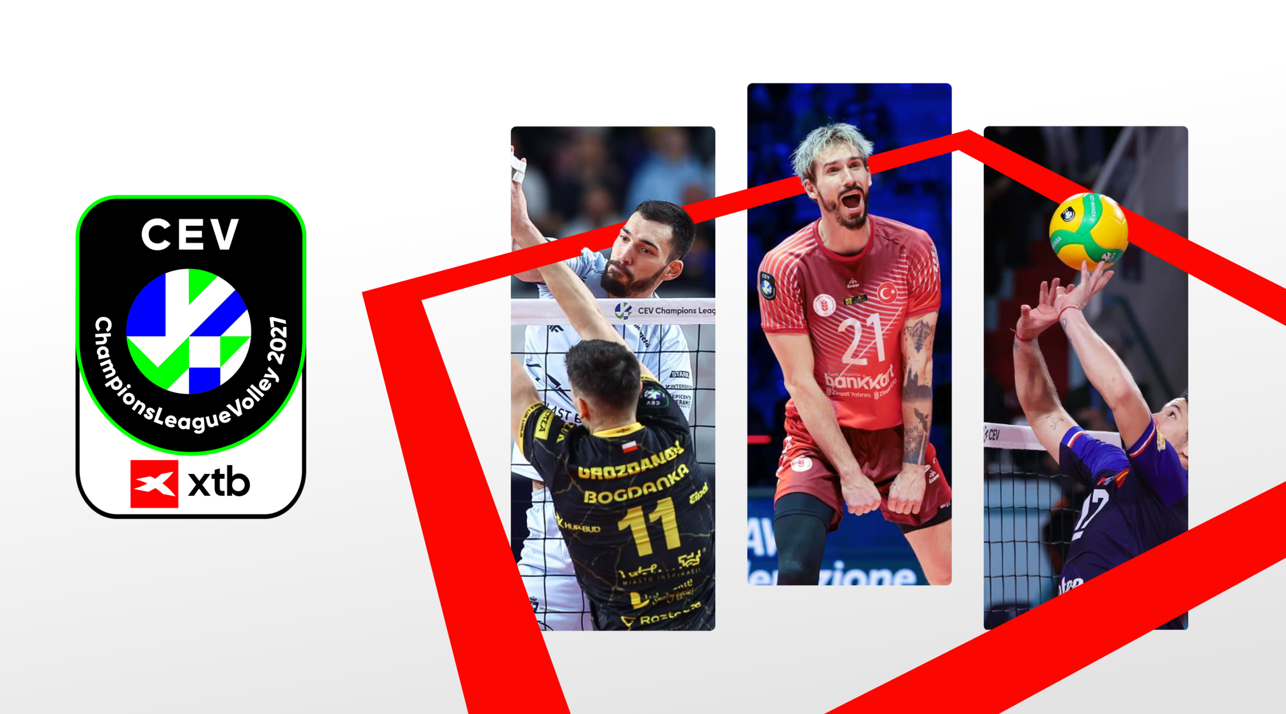 Verrou de marque CEV XTB Champions League Men et joueurs de la Ligue des champions de volley