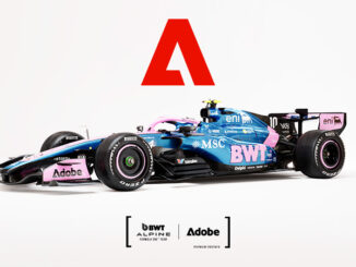 Monoplace BWT Alpine de Formule 1 aux couleurs du partenariat avec Adobe